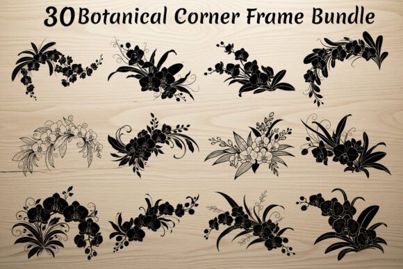 30 Botanical Corner Frame Bundle: Graphics for Crafts & Content