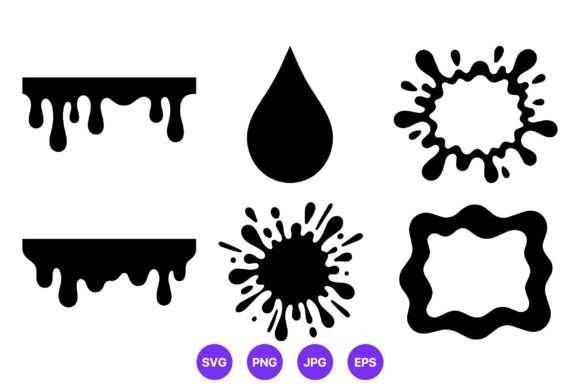 Black Paint Drip & Splatter Vector Set: Graphics for Bold Decorative Elements