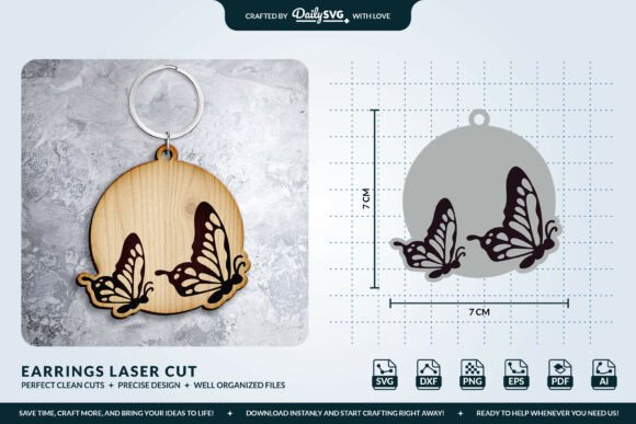 Butterfly Keychain Laser Cut Template