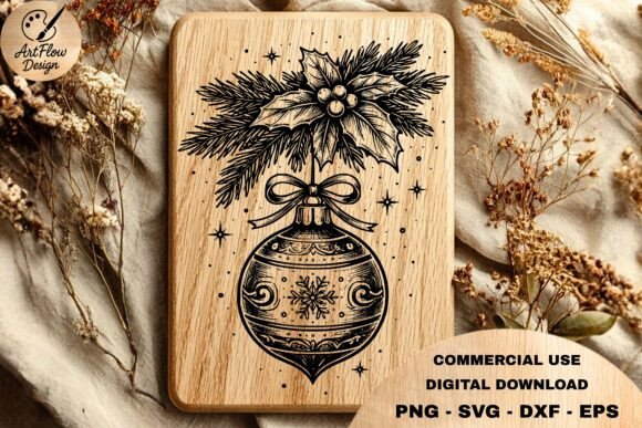 Christmas Ornament Branch SVG: Graphics for Laser Engraving & Content Publishing