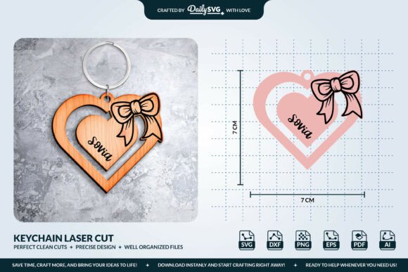 Coquette Bows Keychain SVG for Laser Cutting & Keychains