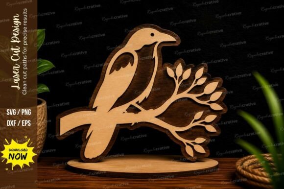 Decorative Bird on Branch Stand Laser Cutting Wall Decor