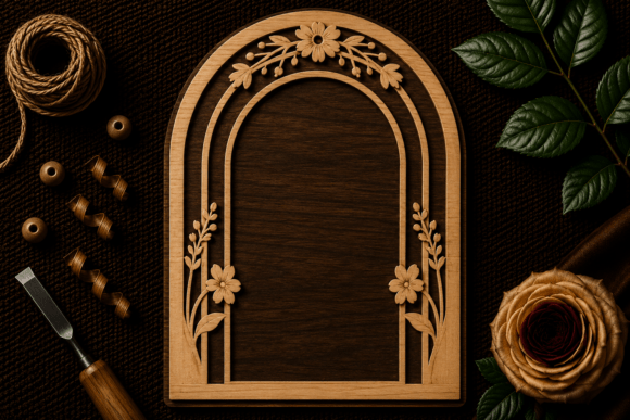 Decorative Floral Arch Ornament Laser Cutting Wall Decor