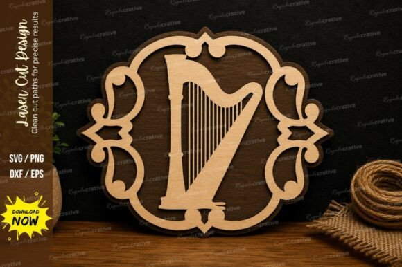 Decorative Harp Frame Laser Cutting Wall Decor