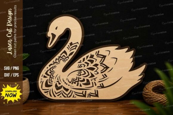 Decorative Swan Laser Cut SVG File Swan for Wall Decor & Laser Cutting