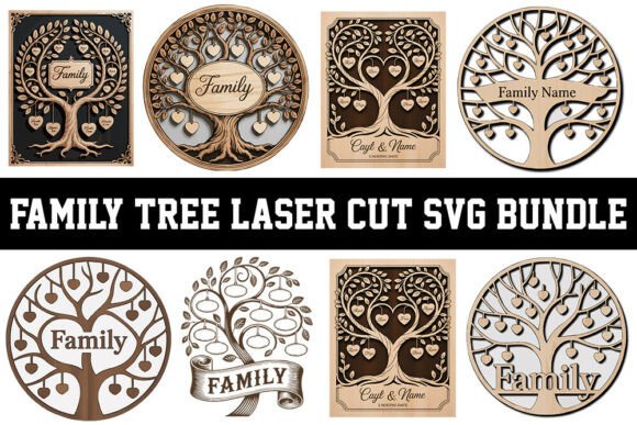 Family Tree Laser Cut SVG Bundle: Graphics for Crafts