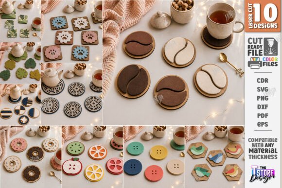 Felt Hot Pad Laser Cut Bundle Coasters: Laser Cutting & Home Decor