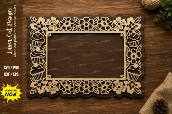Floral Decorative Photo Frame Laser Cut