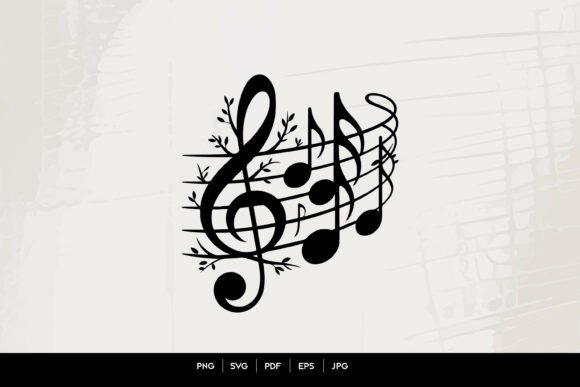 Floral Treble Clef Music Notes SVG
