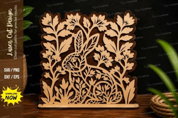 Forest Rabbit Nature Scene: Laser Cutting Wall Decor