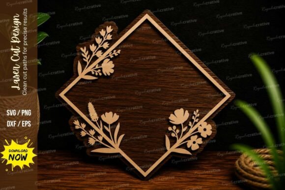 Geometric Floral Corner Frame: Laser Cutting Wall Decor