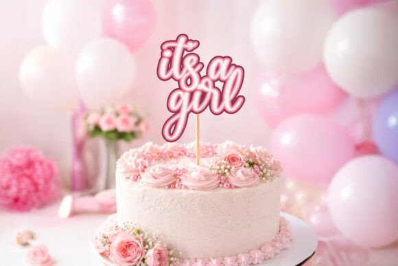 It’s a Girl Cake Topper SVG: Laser Cutting Precision for Editorial Cake Toppers