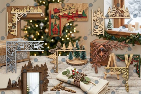 Laser Cut Christmas Door Corner SVG Bund