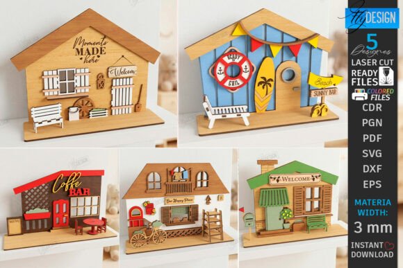 Mini House Entrance Laser Cut Bundle SVG for Home Decor & Laser Cutting