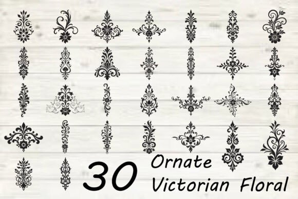 Ornate Victorian Floral Graphics for Crafts