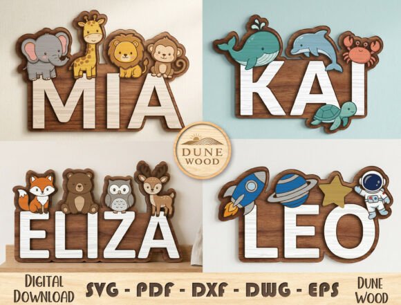Personalized Kids Name SVG Bundle for Laser Cutting & Home Decor