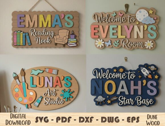Personalized Kids Room Sign Laser Cut for Home Decor