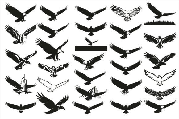 Powerful Eagle Flying Wall Art Design: Graphics for Crafts