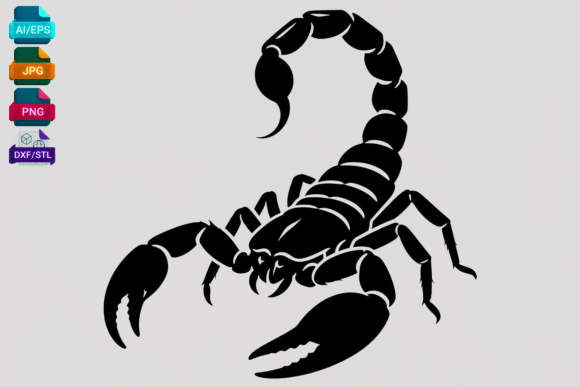 Scorpion SVG Clipart Black Silhouette for Crafts & Graphics