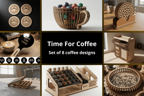 Set of 8 Coffee Designs SVG