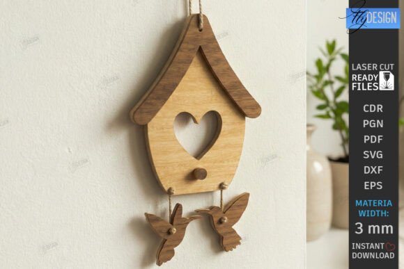 Spring Birdhouse Wall Decor Laser Cut