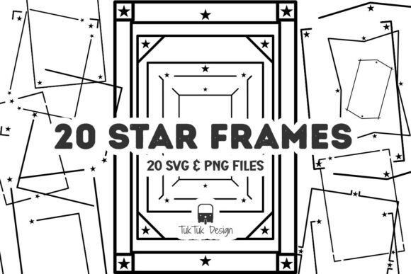 ⭐ Star Frame Border SVG PNG Bundle: Graphics for Decorative Elements