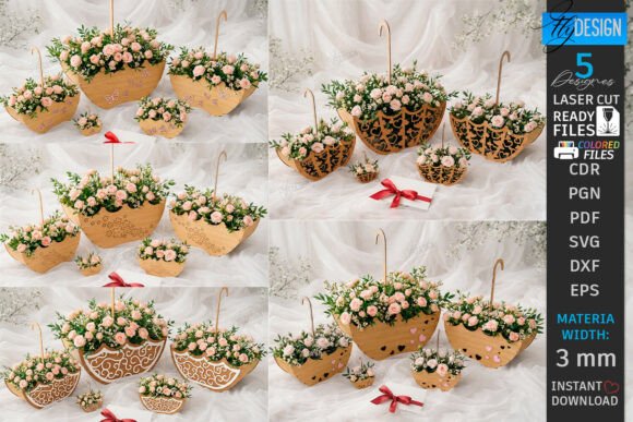 Umbrella Flower Boxes Laser Cut Bundle