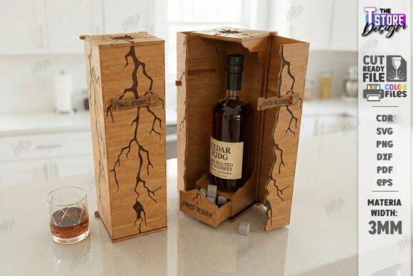 Whiskey Gift Box Laser Cut Vintage Box