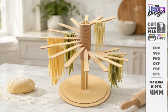 Wooden Pasta Drying Rack Laser Cut CNC for Home Decor